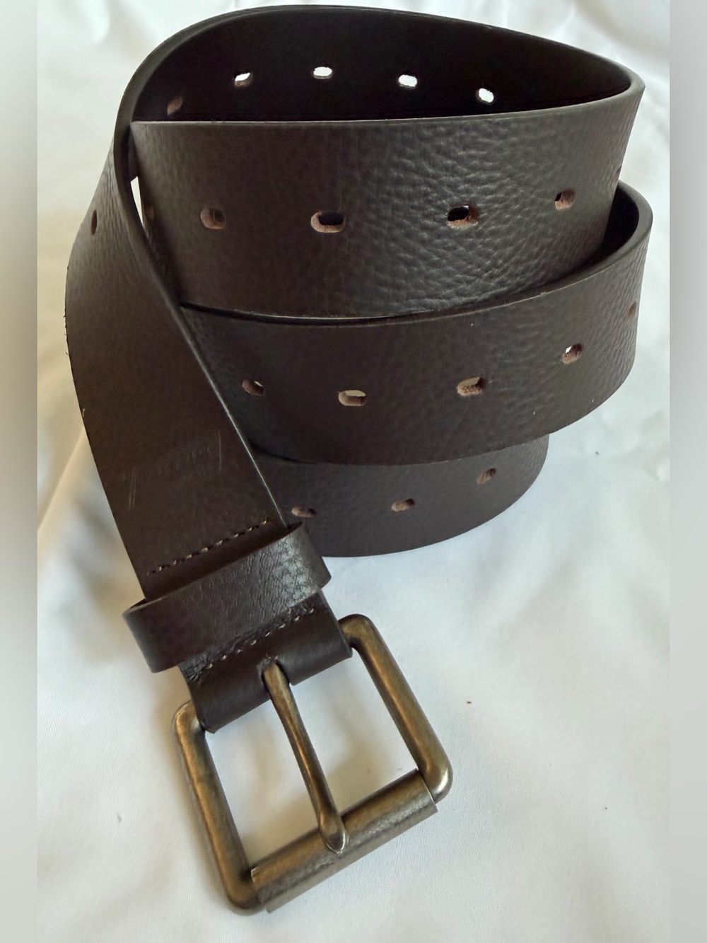 Dickies Dark Brown Leather Belt Brass Buckle Size 50 52